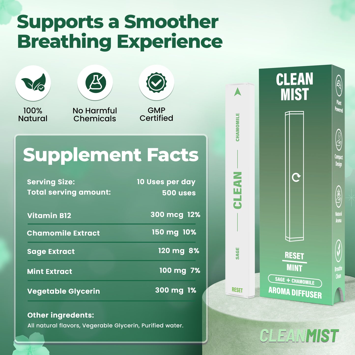 TheCleanMist Reset Mint™ Herbal Mist Stick